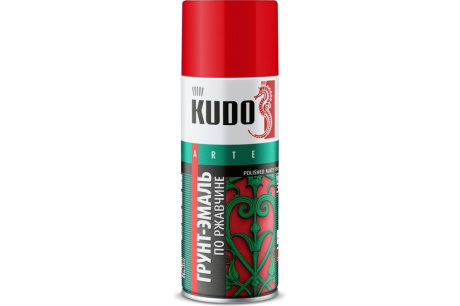 Купить KUDO Грунт-эмаль аэрозоль. по ржавчине красная 520мл.  KU-313020 фото №1